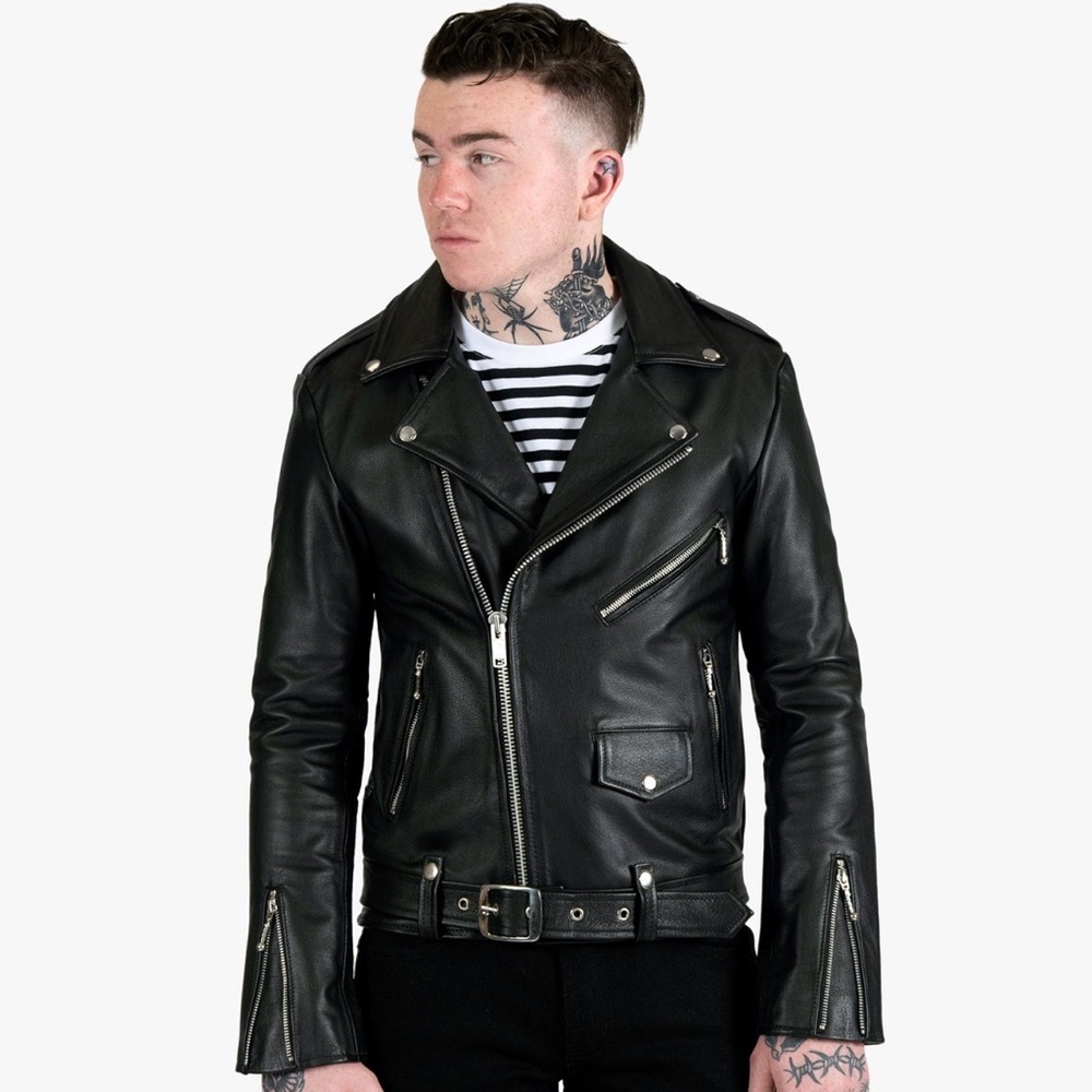 Straight to Hell - COMMANDO LIGHTWEIGHT – BLACK AND SILVER LEATHER JACKET